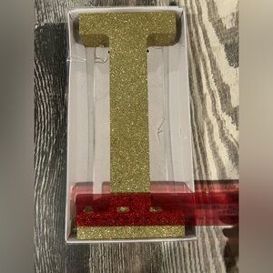 Gold, free standing , Letter I for wedding or 50th anniversary